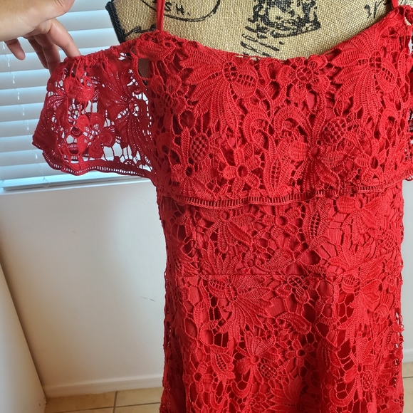 CITY CHIC Dream Of Lace Dress Red Scarlet Dress - Picture 6 of 9
